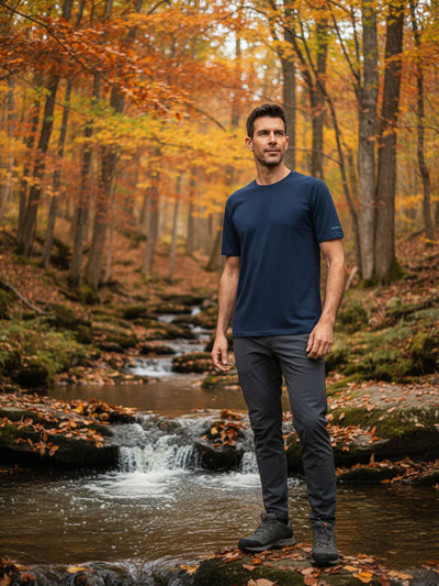 Merino Casual T-Shirt mit Tencel - Herren - Dunkelblau