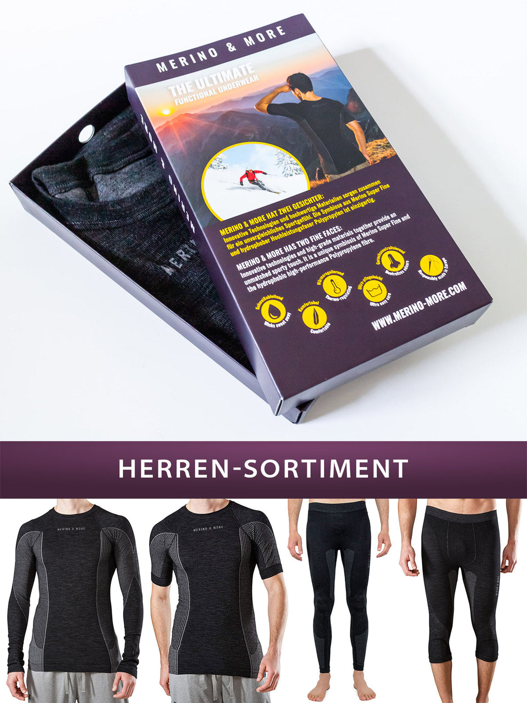 Merino Skiunterwäsche Set Herren