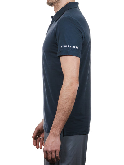 Merino Casual Polo-Shirt mit Tencel - Herren - Dunkelblau