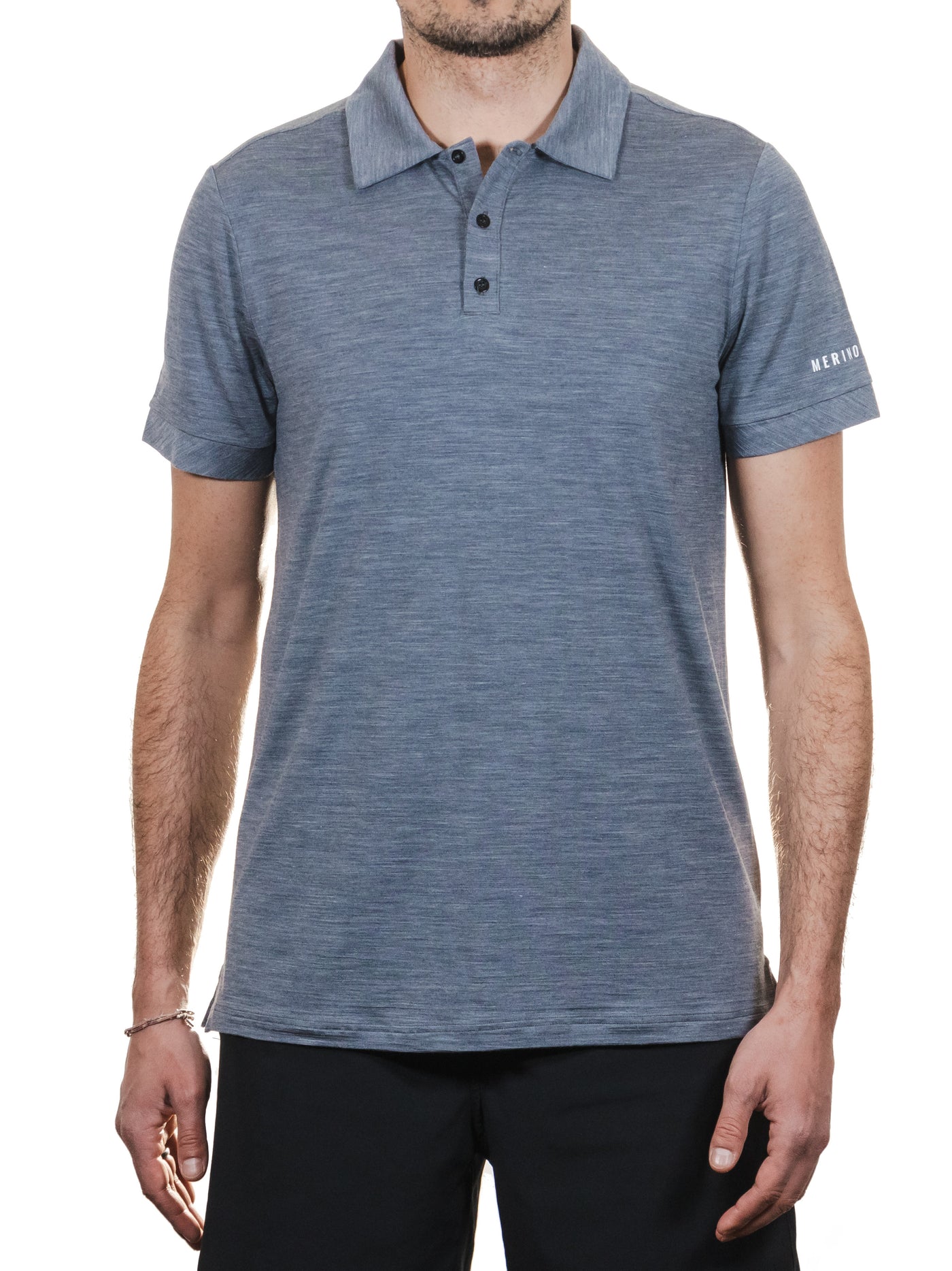 Merino Casual Polo-Shirt mit Tencel - Herren - Grau-meliert