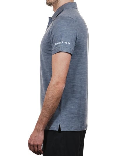 Merino Casual Polo-Shirt mit Tencel - Herren - Grau-meliert