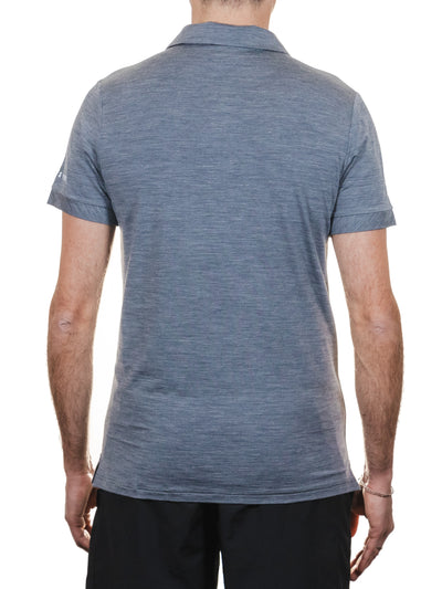 Merino Casual Polo-Shirt mit Tencel - Herren - Grau-meliert