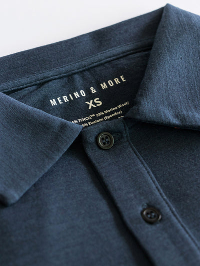 Merino Casual Polo-Shirt mit Tencel - Herren - Dunkelblau