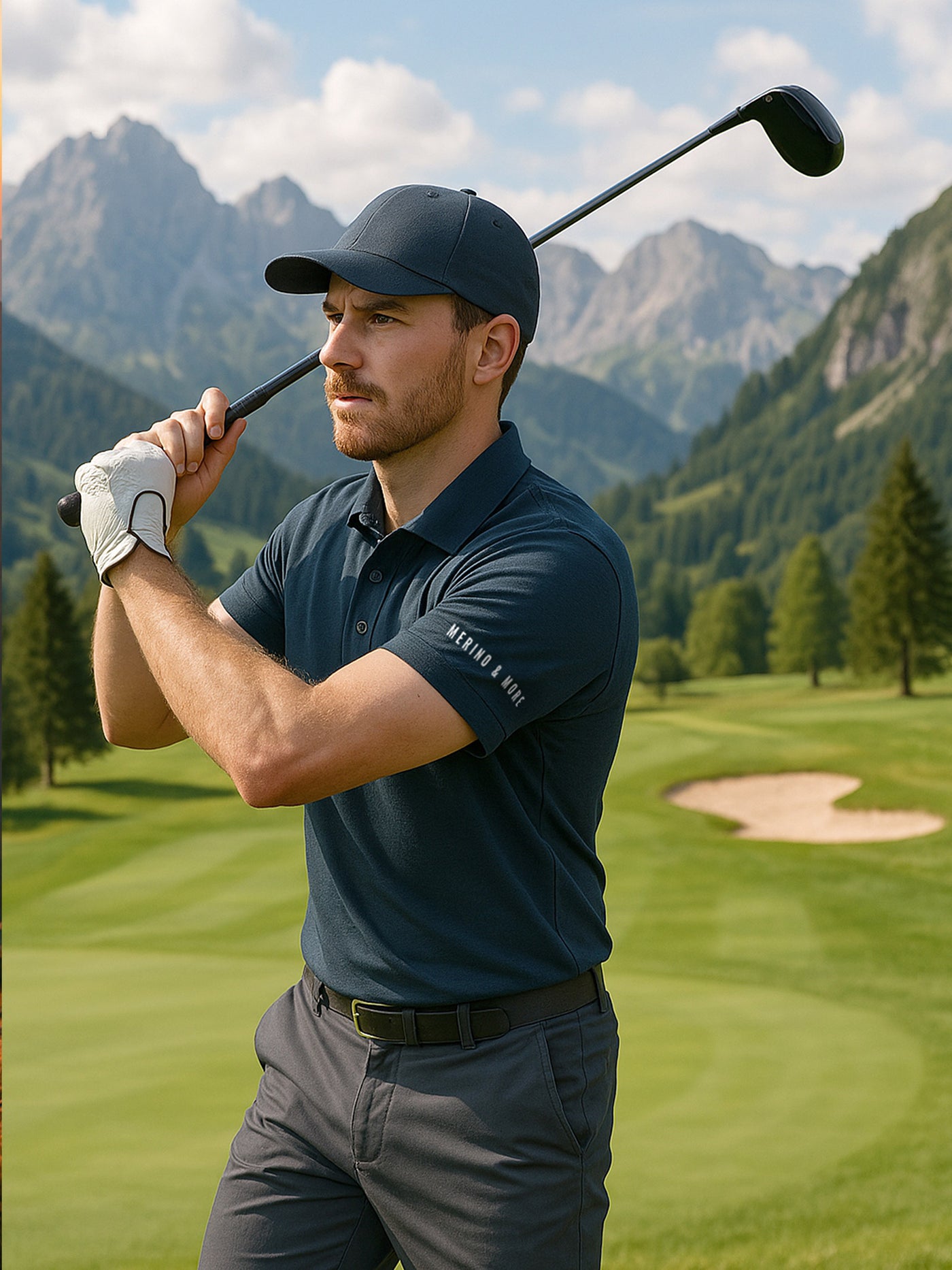 Merino Casual Polo-Shirt mit Tencel - Herren - Dunkelblau