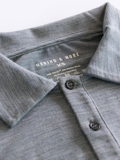 Merino Casual Polo-Shirt mit Tencel - Herren - Grau-meliert