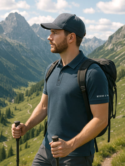 Merino Casual Polo-Shirt mit Tencel - Herren - Dunkelblau