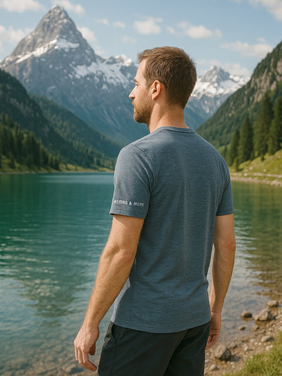 Merino Casual T-Shirt mit Tencel - Herren - Grau-meliert