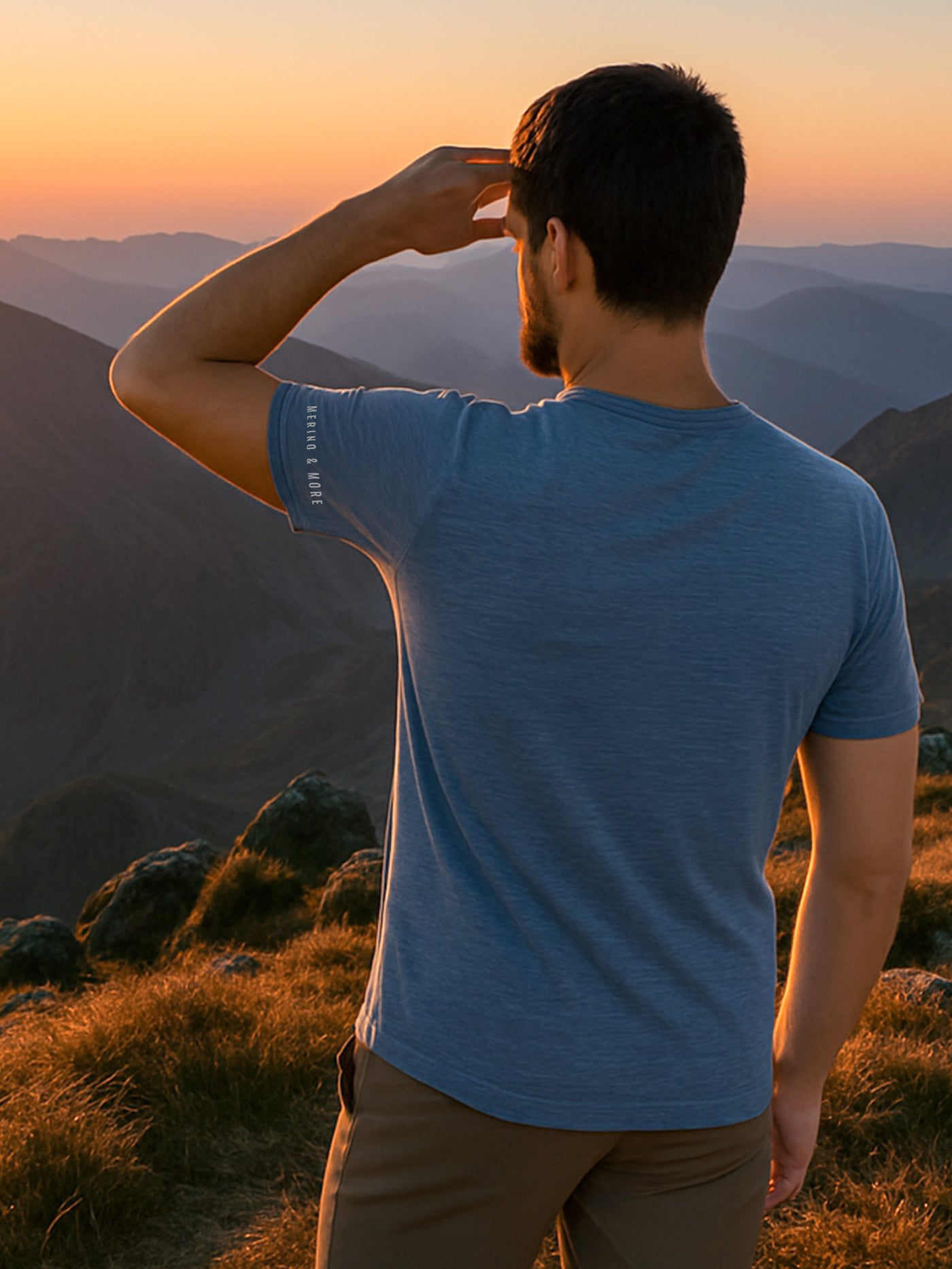 Merino Casual T-Shirt mit Tencel - Herren - Grau-meliert