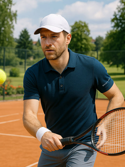 Merino Casual Polo-Shirt mit Tencel - Herren - Dunkelblau