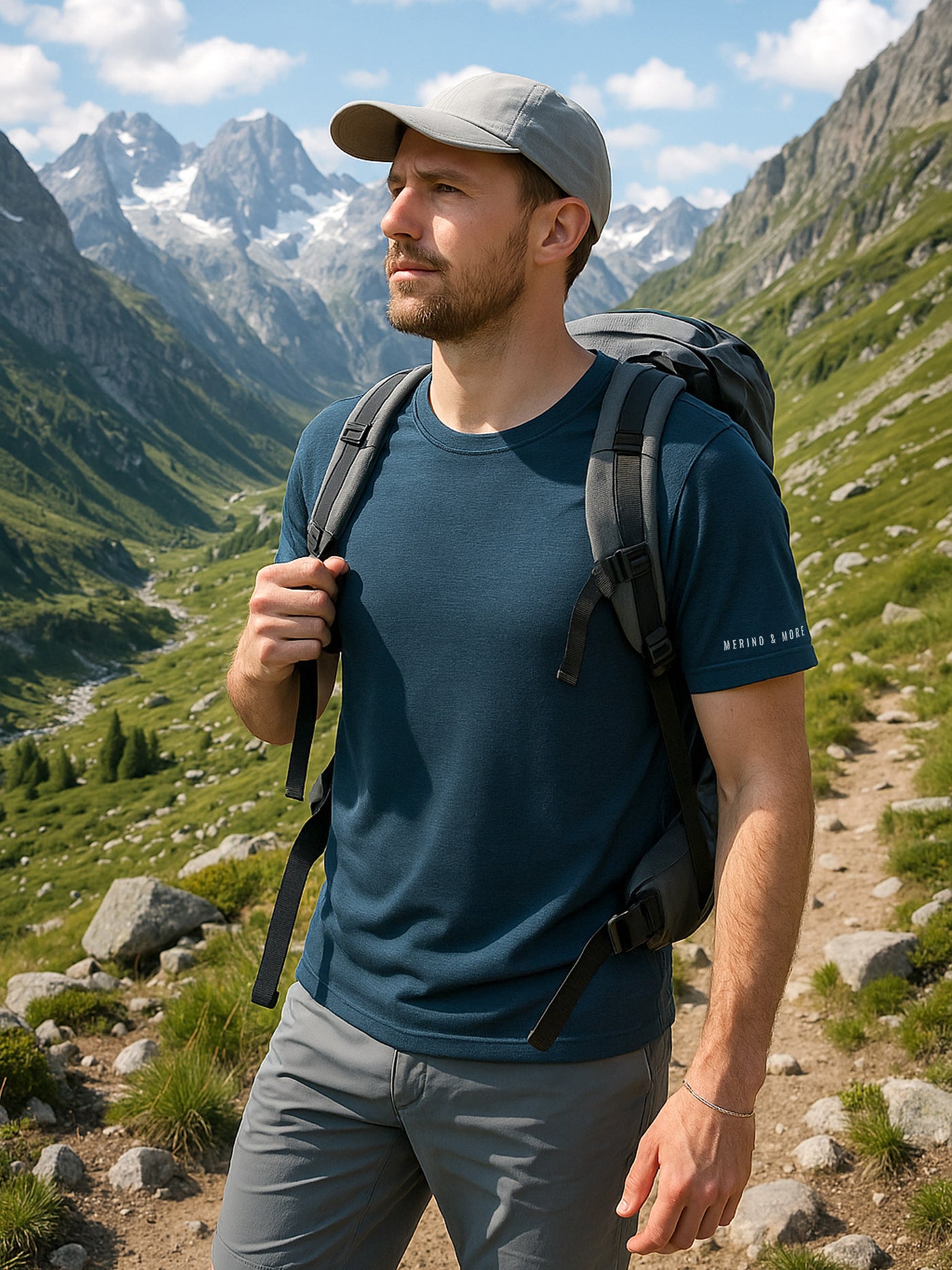 Merino Casual T-Shirt mit Tencel - Herren - Dunkelblau