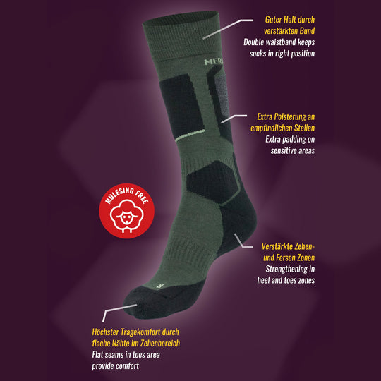 Merino Wandersocken für Damen &amp; Herren (Unisex)