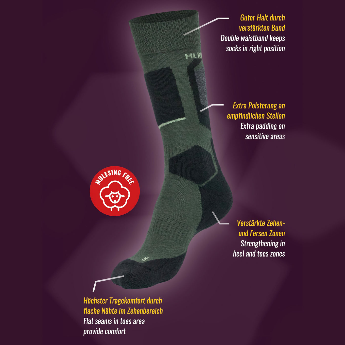 Merino Wandersocken für Damen & Herren (Unisex)