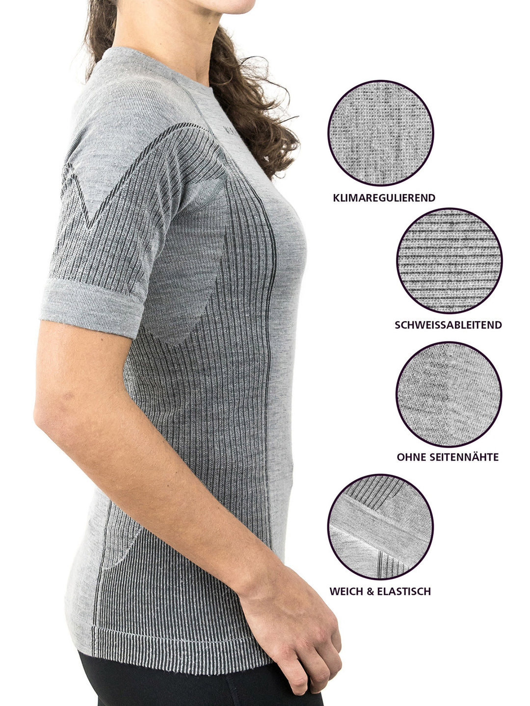 Merino Funktions-Shirt Kurzarm Damen