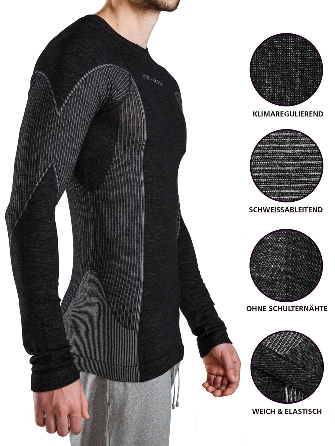 Merino Funktions-Shirt Langarm Herren